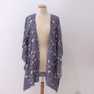 NWT Japna Handmade Viscose Floral Kimono Open Front Cover Up One Size
